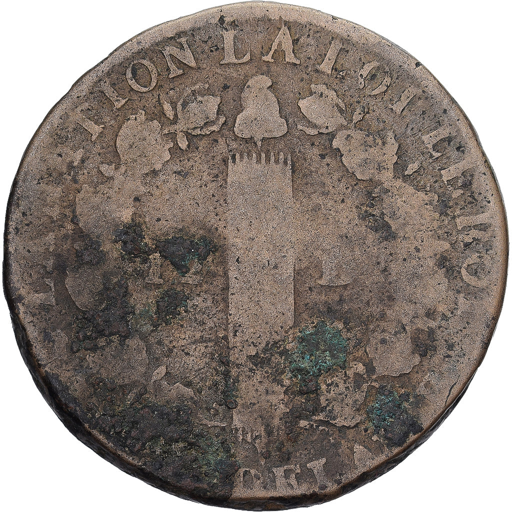 Frankrijk, Louis XVI, 12 deniers françois, Lyon, FR, Koper, KM:600, Gadoury:15