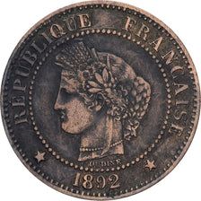 France, Cérès, 2 Centimes, 1892, Paris, EF(40-45), Bronze, KM:827.1
