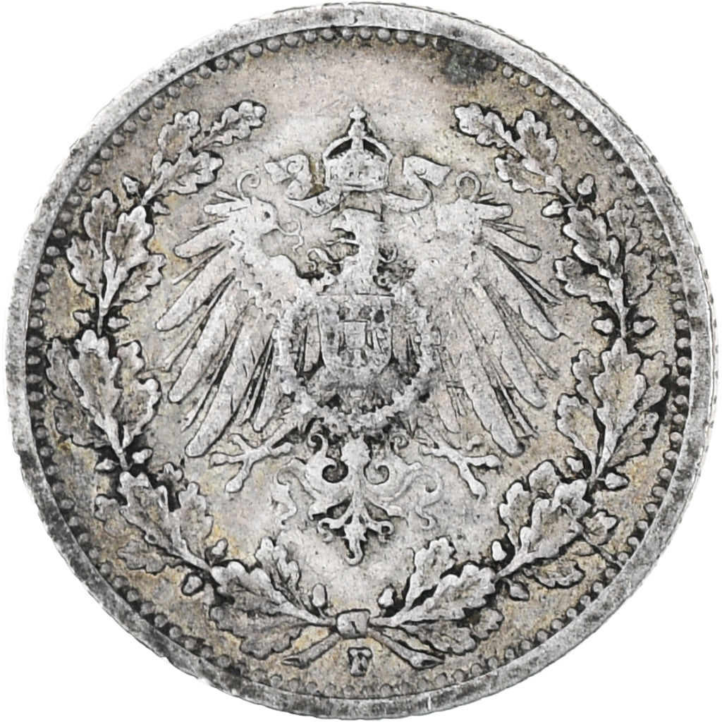 Germany, Wilhelm II, 1/2 Mark, 1906, Stuttgart, VF(30-35), Silver