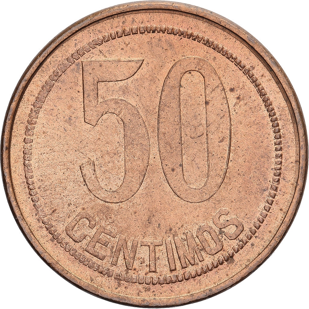 España, 50 Centimos, 1936, SC, Cobre, KM:754