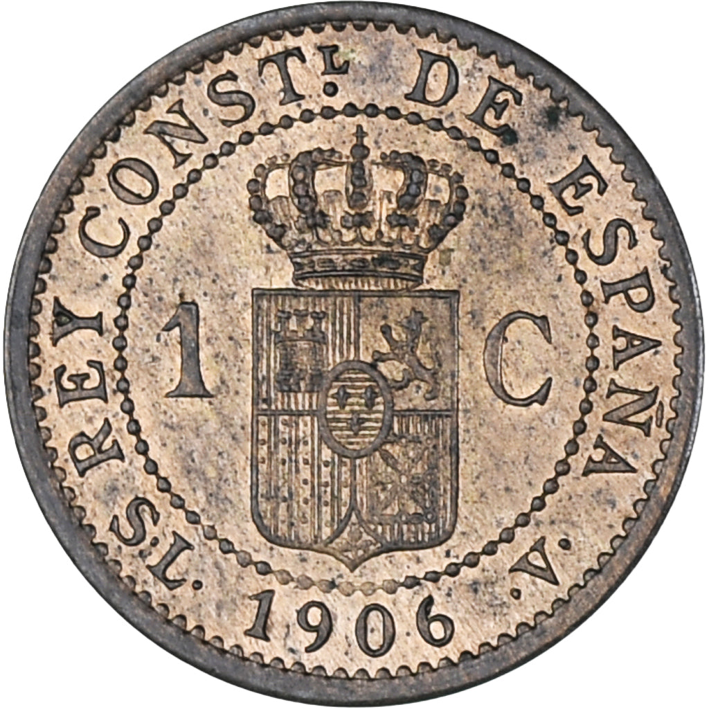 Spain, Alfonso XIII, Centimo, 1906, Madrid, SLV, MS(63), Copper, KM:726