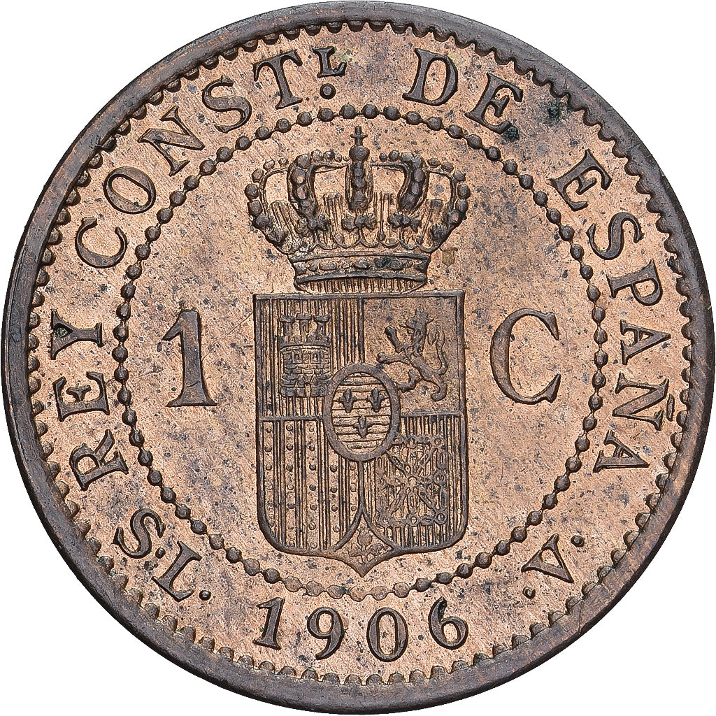 Spanien, Alfonso XIII, Centimo, 1906, Madrid, SLV, UNZ, Kupfer, KM:726