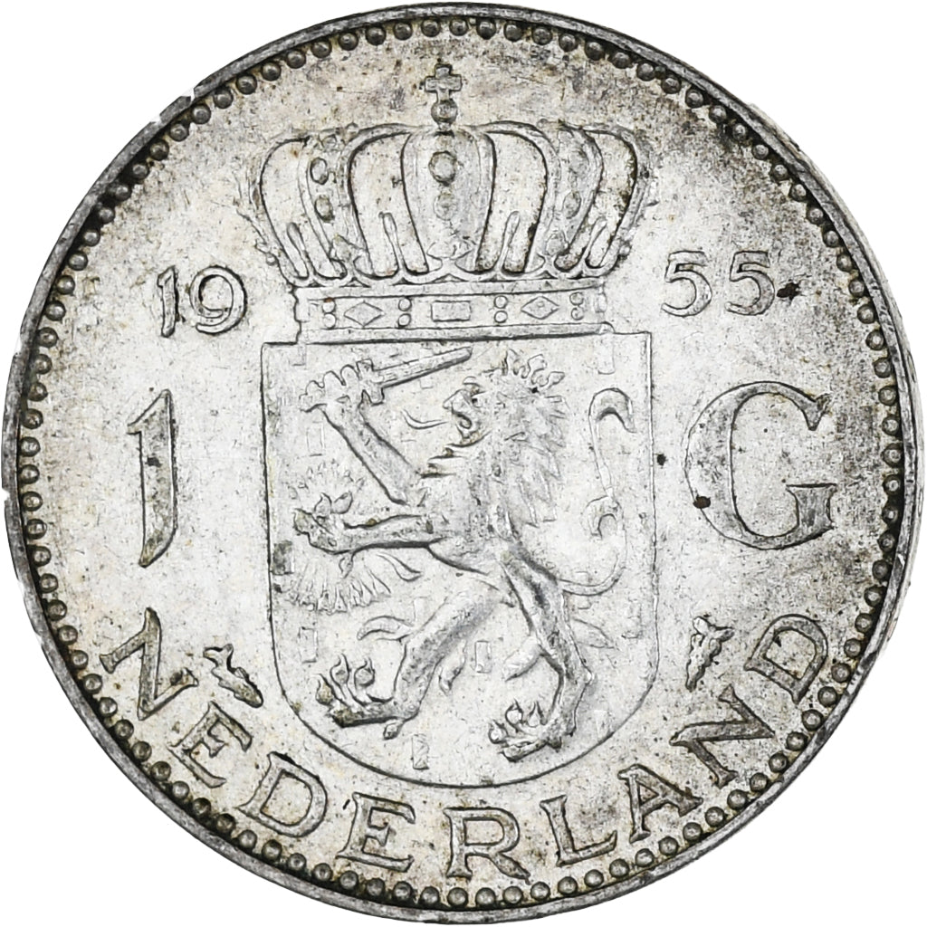Países Baixos, Juliana, Gulden, 1955, Utrecht, EF(40-45), Prata, KM:184
