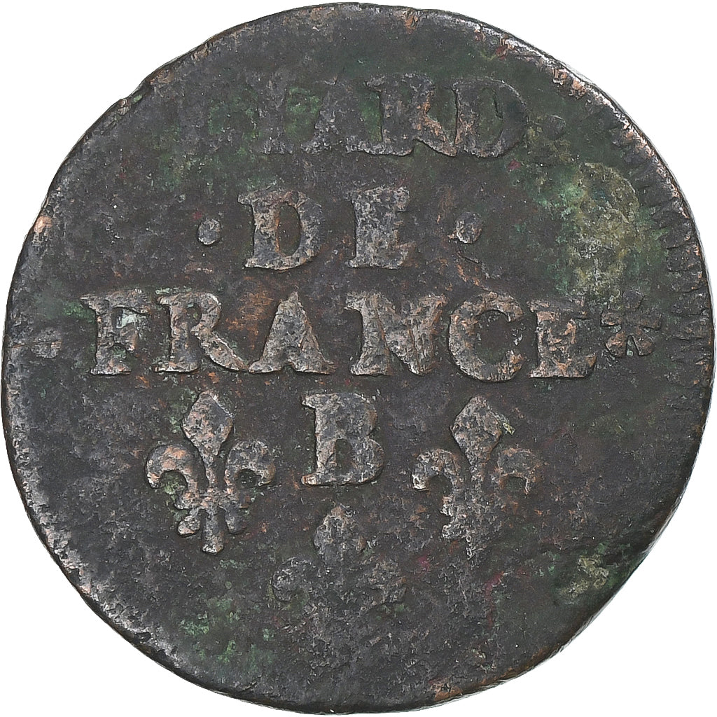 France, Louis XIV, Liard, 1657, Rouen, VF(20-25), Copper, KM:192, Gadoury:80