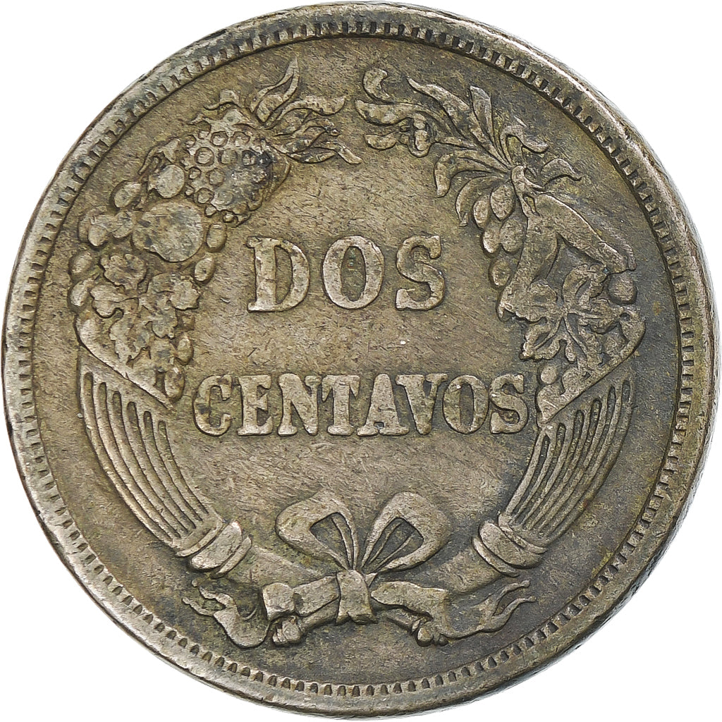 Peru, 2 Centavos, 1864, EF(40-45), Copper-nickel, KM:188