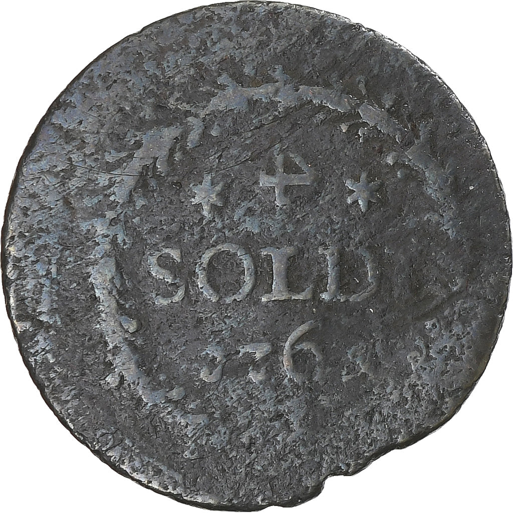 France, République corse, Pascal Paoli, 4 Soldi, 1765, Murato, 4 inversé, TB
