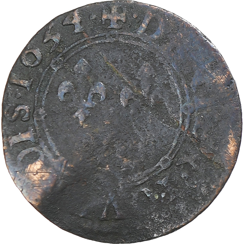 Księstwo Arches-Charleville, CHARLES II DE GONZAGUE, Denier Tournois, 1654