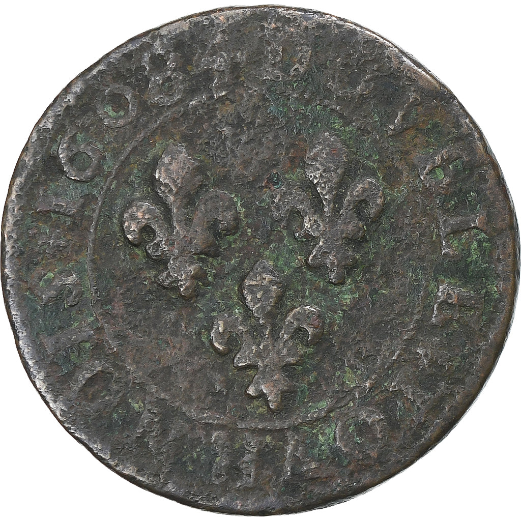 Frankrijk, Henri IV, Double Tournois, 1608, Lyon, FR, Koper, Gadoury:538