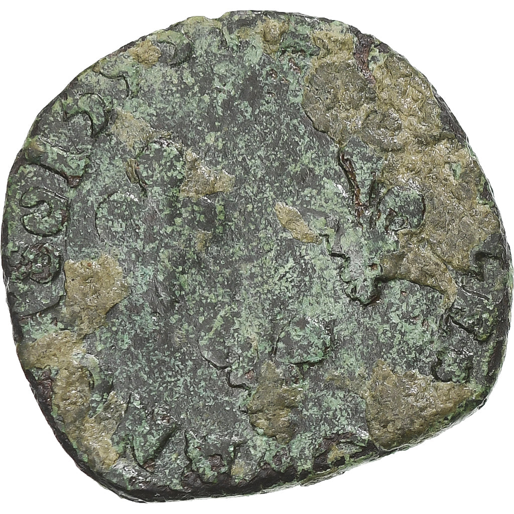 França, Henri IV, Double Tournois, 1593, La Rochelle, VF(20-25), Cobre