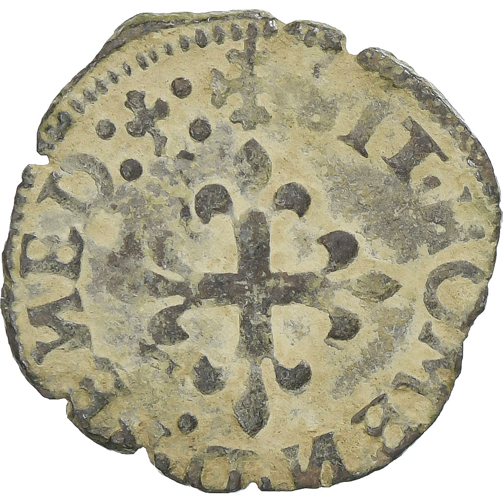 Itália, Comté de Desana, Delfino Tizzone, Liard au H couronné, 1584-1587