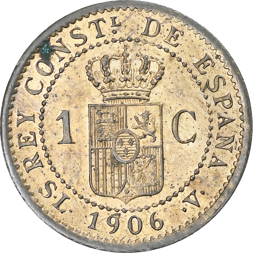 Spain, Alfonso XIII, Centimo, 1906, Madrid, MS(60-62), Copper, KM:726