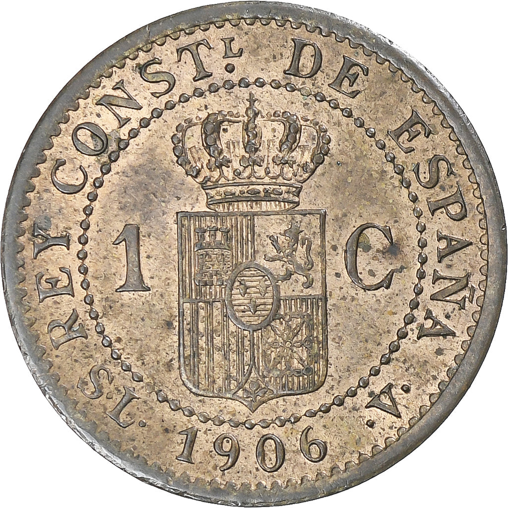 Spain, Alfonso XIII, Centimo, 1906, Madrid, MS(63), Copper, KM:726