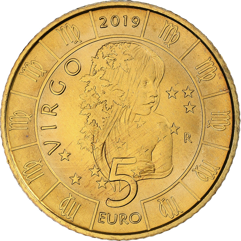San Marino, 5 Euro, Signes du Zodiaque, Vierge, 2019, Rome, FDC, Bronzital