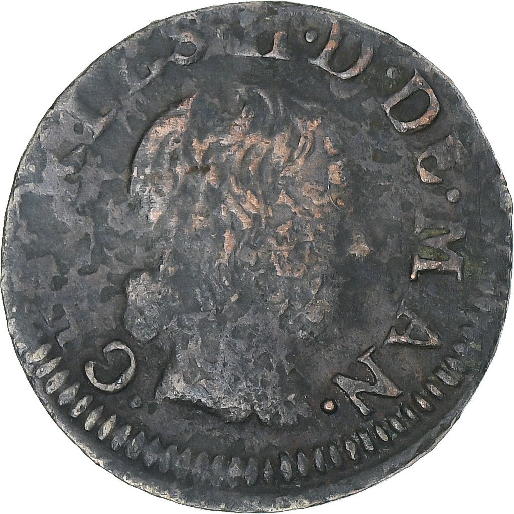 Principato di Arches, CHARLES II DE GONZAGUE, Denier Tournois, 1654