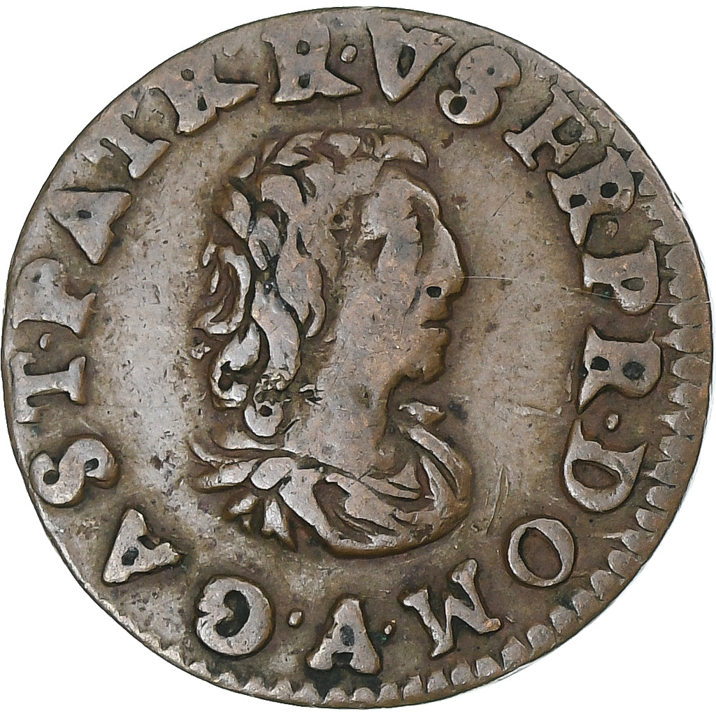Principauté de Dombes, Gaston d'Orléans, Denier Tournois, 1649, Trévoux, TTB