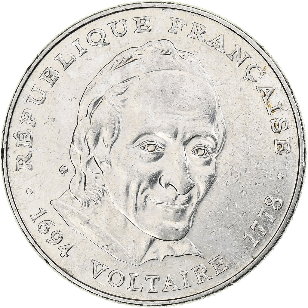 Francia, Voltaire, 5 Francs, 1994, Monnaie de Paris, MBC+, Cuproníquel
