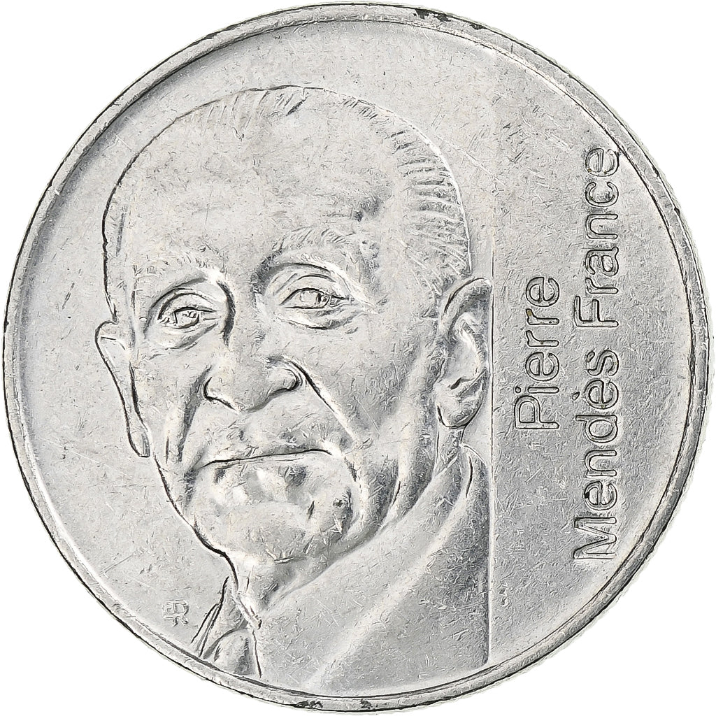 Frankreich, Mendès France, 5 Francs, 1992, Monnaie de Paris, SS, Copper-nickel