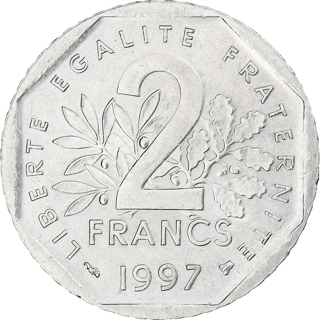 Frankreich, Semeuse, 2 Francs, 1997, Monnaie de Paris, SS+, Nickel, KM:942.1