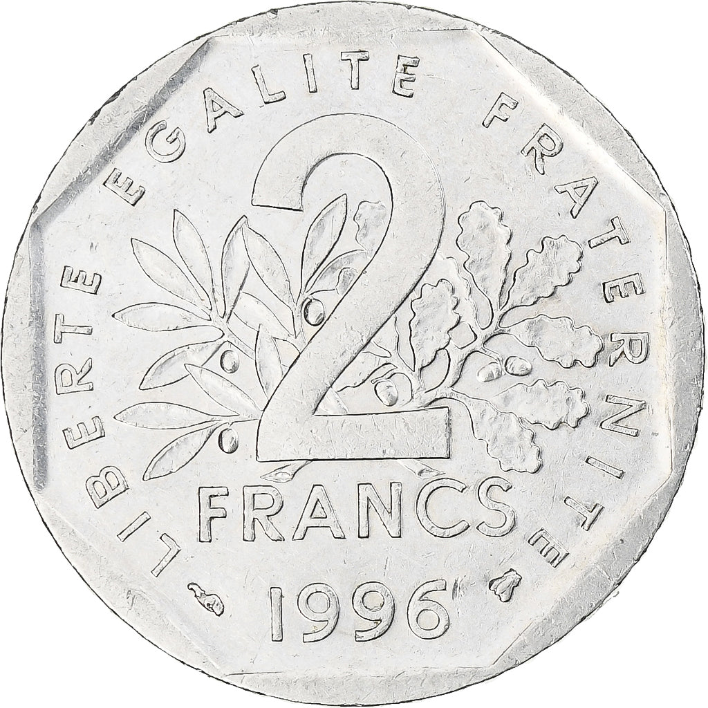 Frankreich, Semeuse, 2 Francs, 1996, Monnaie de Paris, SS+, Nickel, KM:942.1