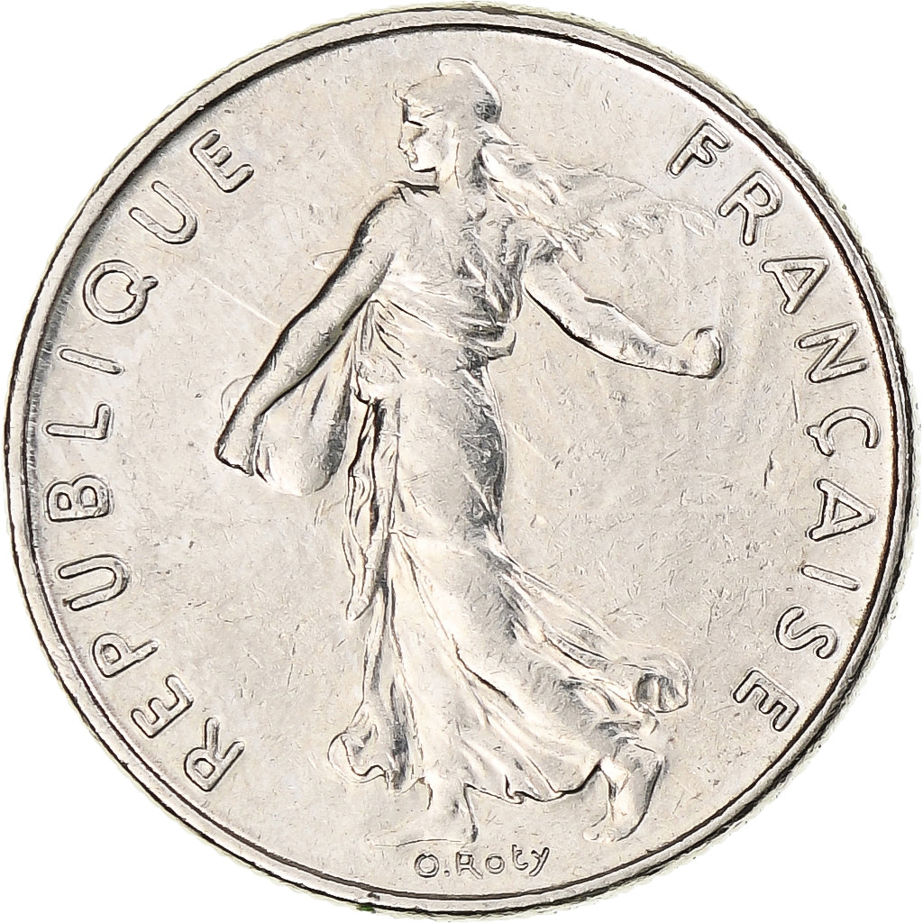 Francja, Semeuse, 1/2 Franc, 1984, Monnaie de Paris, AU(50-53), Nikiel