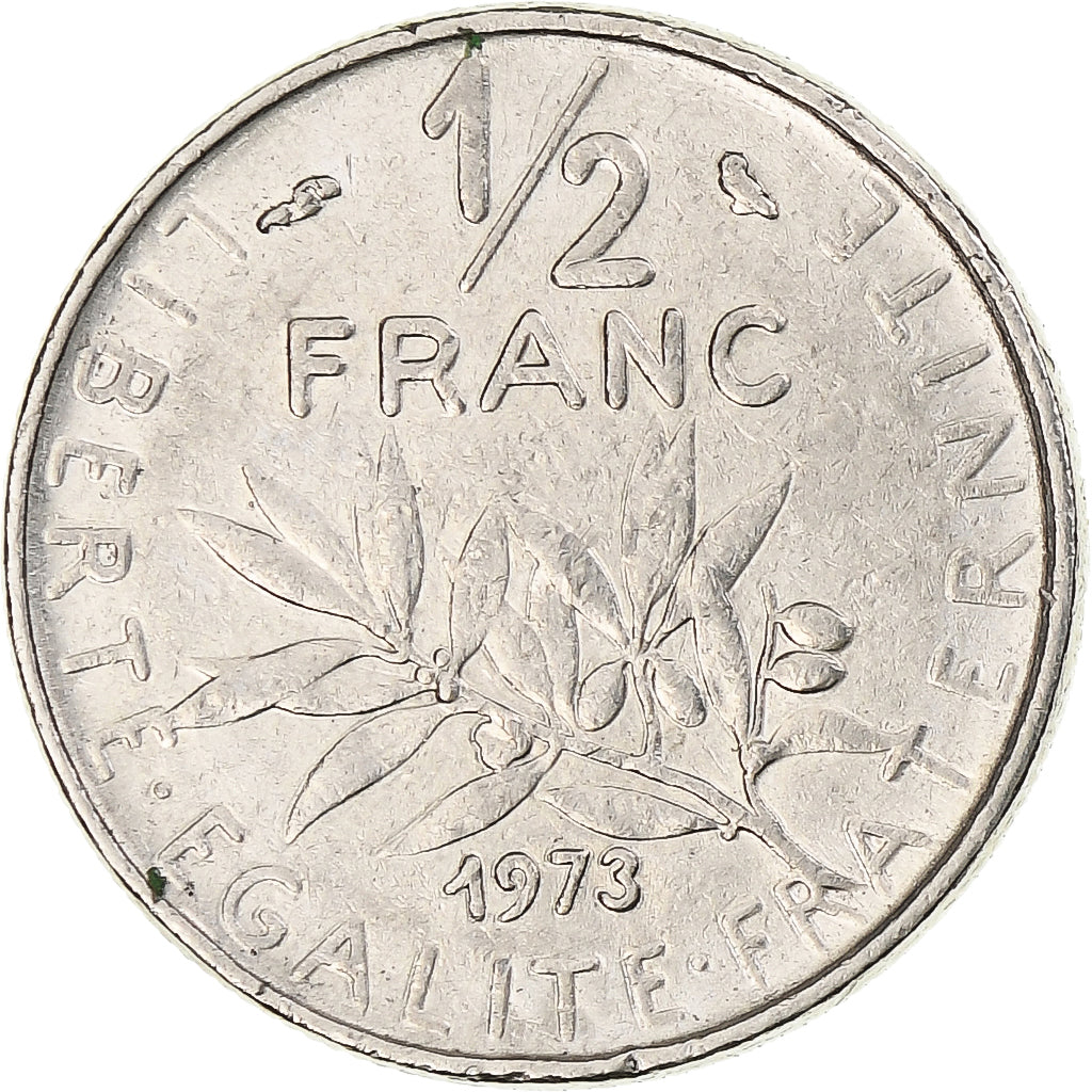 Francja, Semeuse, 1/2 Franc, 1973, Monnaie de Paris, EF(40-45), Nikiel