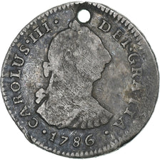 Peru, Charles III, Real, 1786, Lima, Holed, VF(20-25), Silver, KM:75