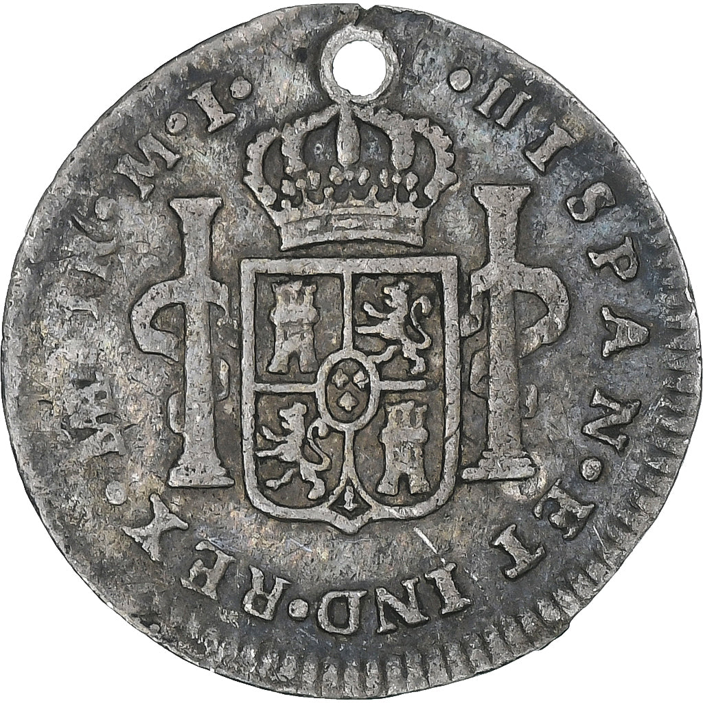 Peru, Charles III, Real, 1786, Lima, Holed, VF(20-25), Silver, KM:75