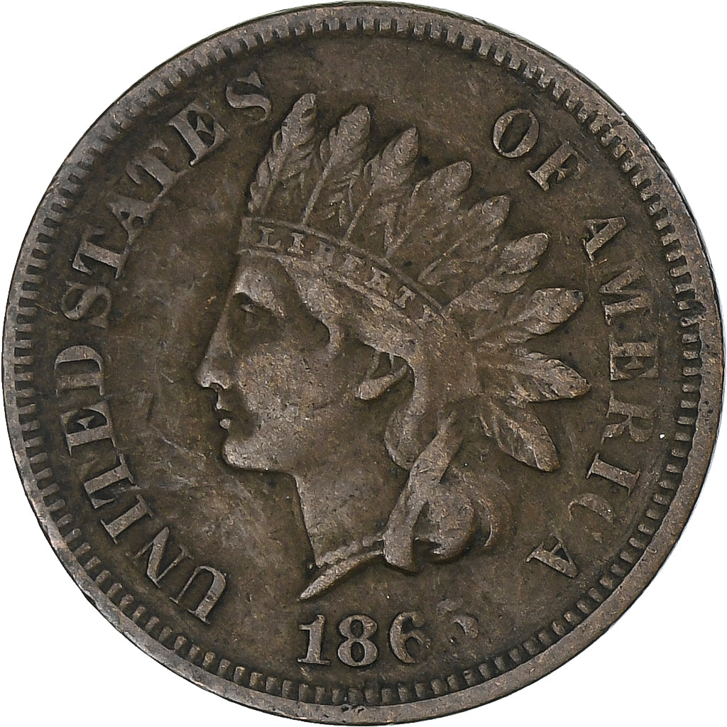 USA, Indian Head, Cent, 1865 (fancy 5), Philadelphia, EF(40-45), Brązowy
