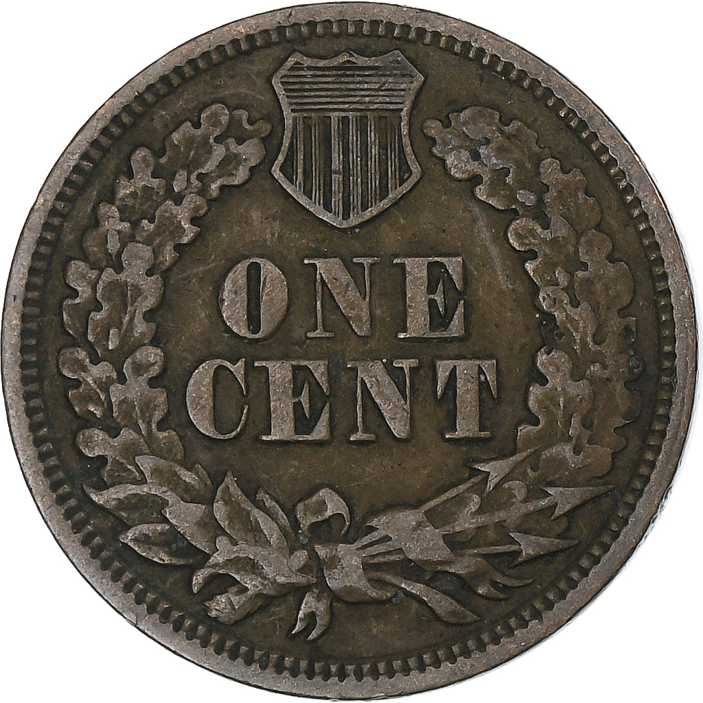 USA, Indian Head, Cent, 1865 (fancy 5), Philadelphia, EF(40-45), Brązowy