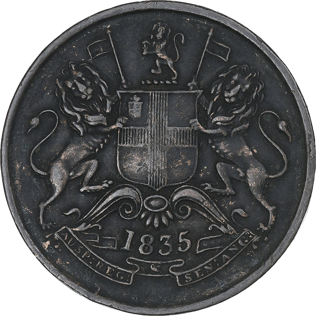 Inde britannique, William IV, 1/2 Anna, 1835, Madras, East India Company, TTB