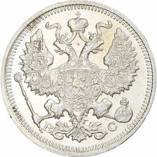 Russia, Nicholas II, 20 Kopeks, 1915, Petrograd, MS(63), Silver, KM:22a.2