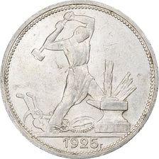Russia, Soviet Union, Poltinnik, 50 Kopeks, 1925, Leningrad, ПЛ, AU(55-58)