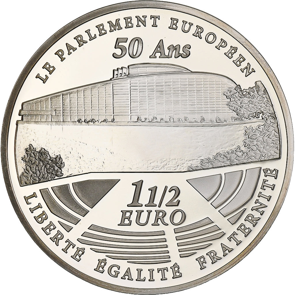 Francja, 1-1/2 Euro, Parlement européen, 2008, Monnaie de Paris, BE, MS(65-70)