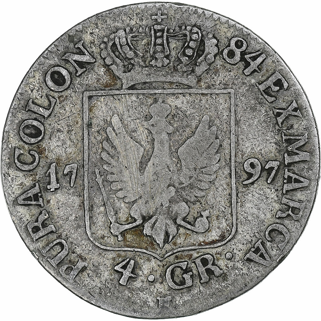 Germania, PRUSSIA, Friedrich Wilhelm II, 4 Groschen, 1797, Königsberg, Argento