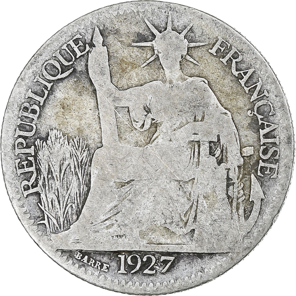 French Indochina, 10 Centimes, 1927, Paris, VF(20-25), Silver, KM:16.1