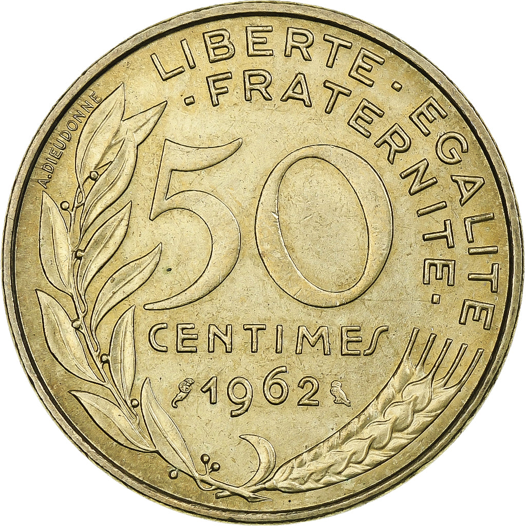 France, Marianne, 50 Centimes, 1962, Paris, col à 3 plis, MS(60-62)