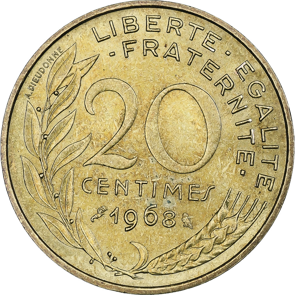 Frankreich, Marianne, 20 Centimes, 1968, Paris, VZ, Copper-nickel Aluminium