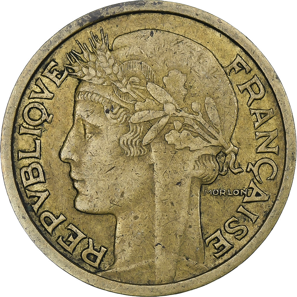 France, Morlon, Franc, 1935, Paris, AU(50-53), Copper-Aluminum, KM:885