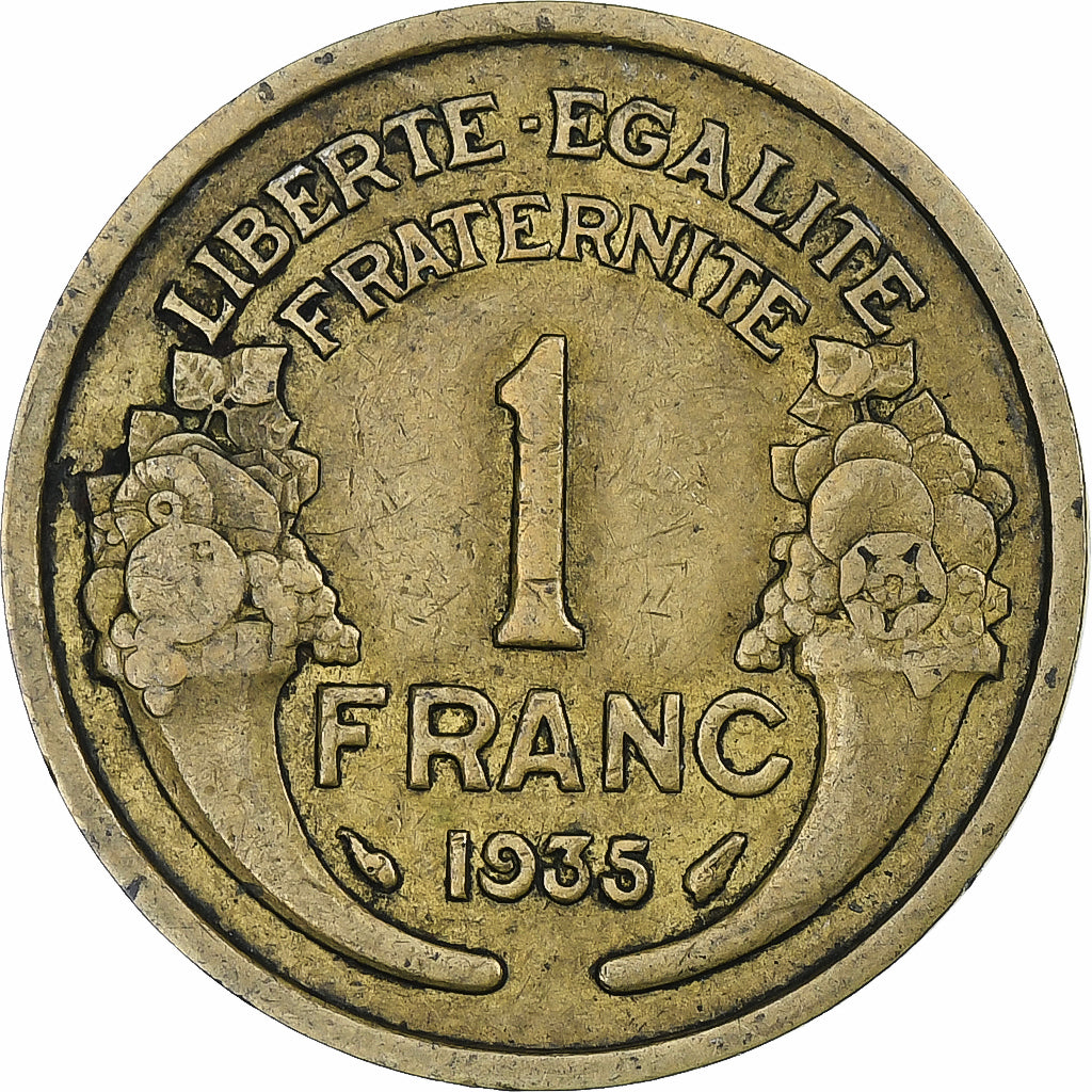 France, Morlon, Franc, 1935, Paris, AU(50-53), Copper-Aluminum, KM:885