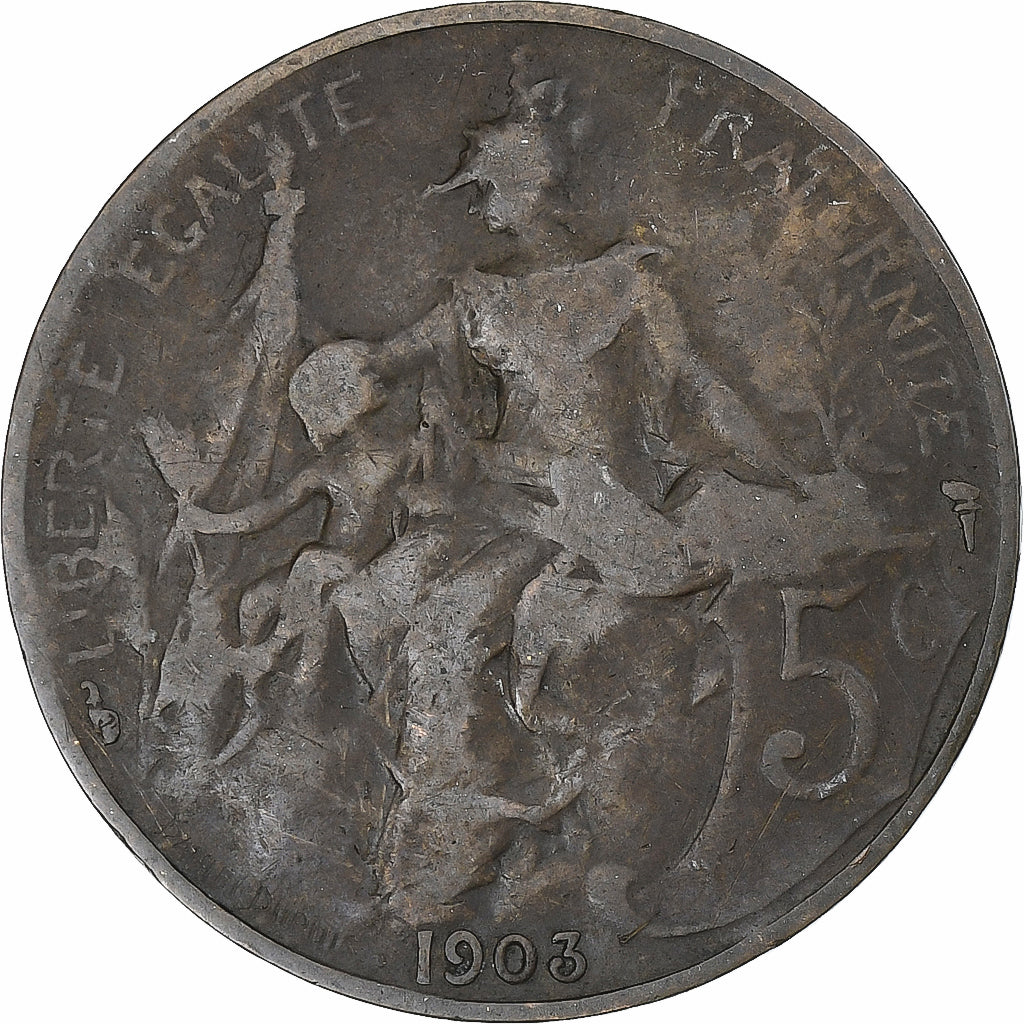 Frankrijk, Daniel-Dupuis, 5 Centimes, 1903, Paris, FR+, Bronzen, Gadoury:165