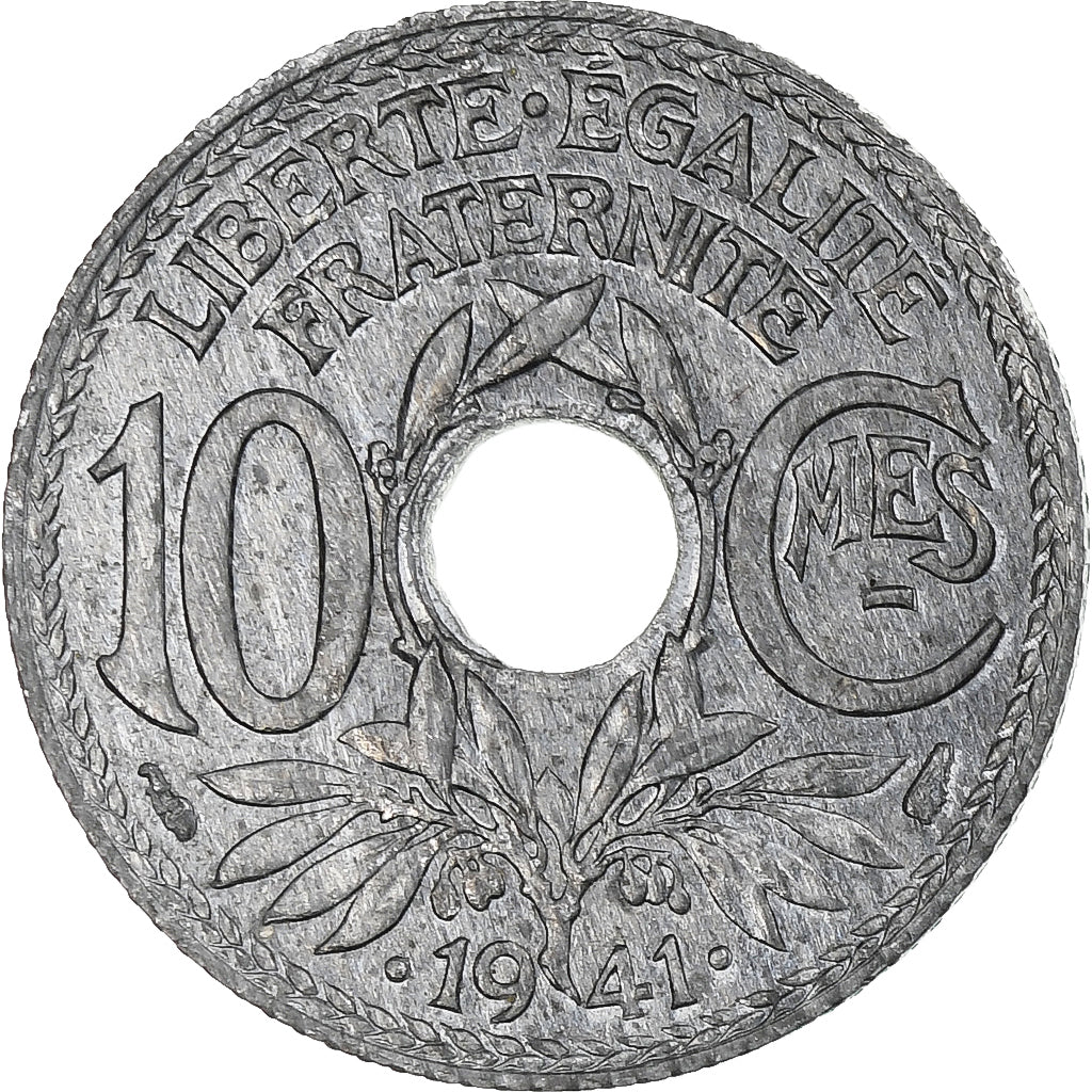 Francja, Lindauer, 10 Centimes, 1941, Paris, Type C, MS(63), Cynk, KM:896