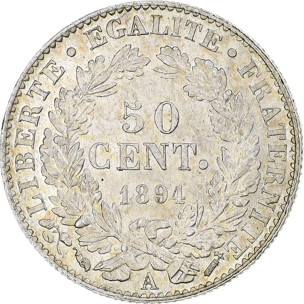Francia, Cérès, 50 Centimes, 1894, Paris, SPL, Argento, KM:834.1, Gadoury:419a