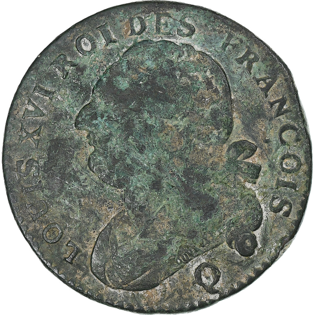 Frankrijk, Louis XVI, 12 deniers françois, 1792⸱4, Perpignan, 2nd semestre