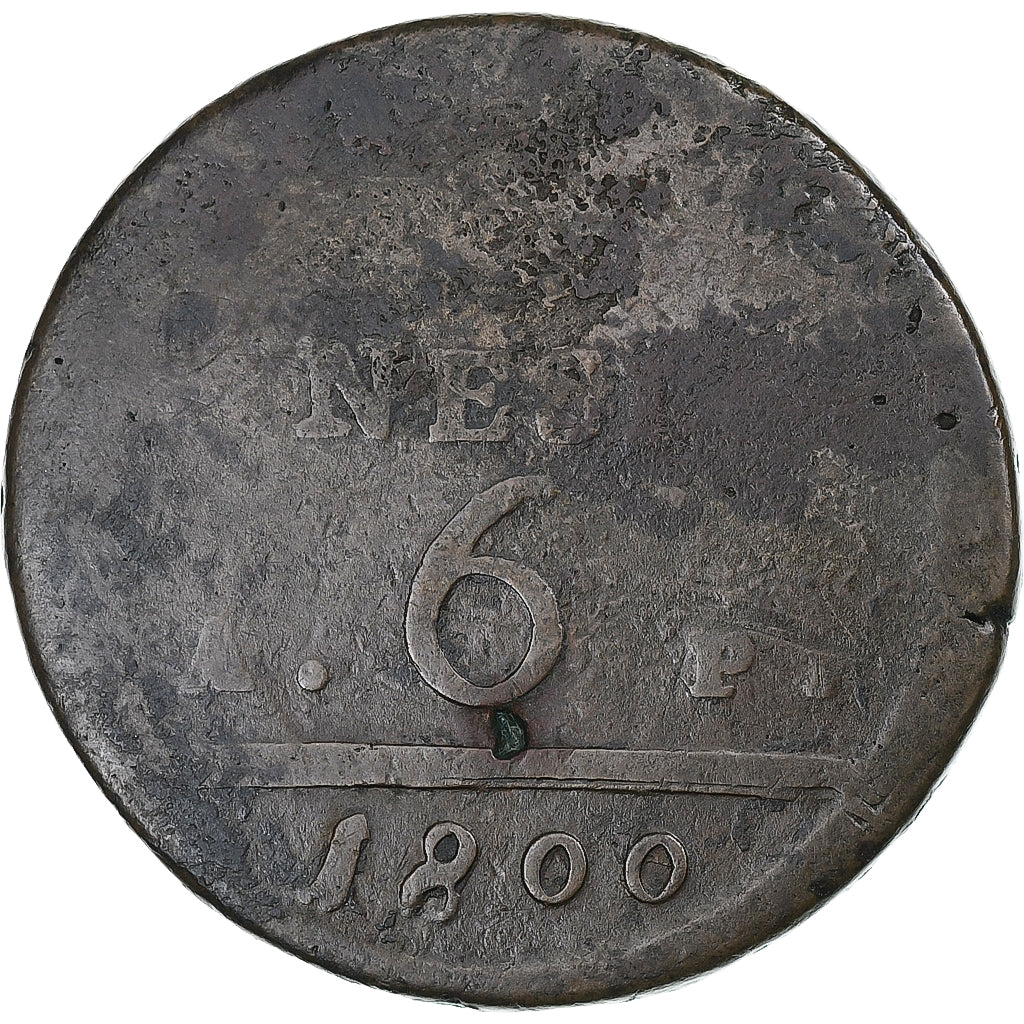 Italy, Kingdom of Naples, Ferdinand IV, 6 Tornesi, 1800, Naples, VF(20-25)