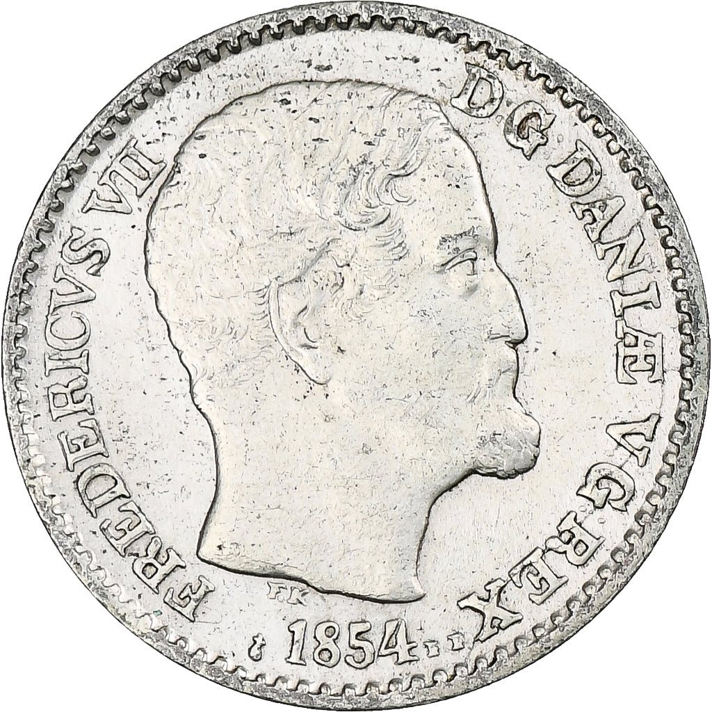 Dania, Frederik VII, 4 Skilling Rigsmont, 1854, Altona, AU(55-58), Bilon