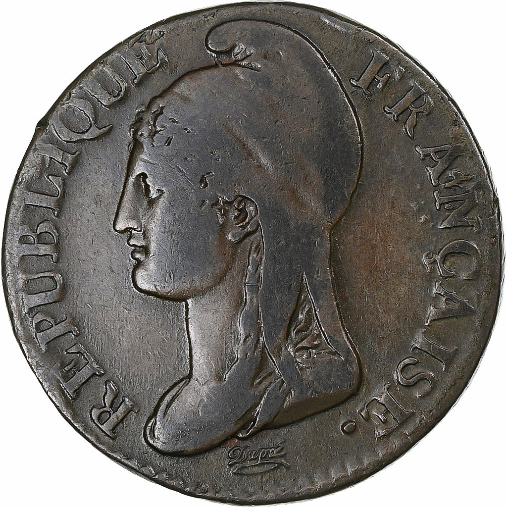 France, Dupré, 5 Centimes, AN 4, Paris, Petit module, VF(30-35), Copper