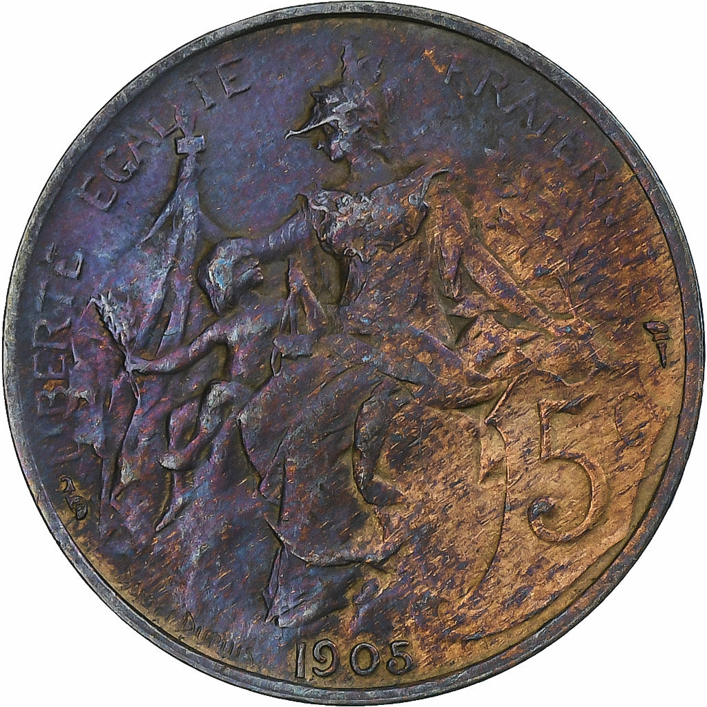 Frankrijk, Daniel-Dupuis, 5 Centimes, 1905, Paris, ZF, Bronzen, KM:842