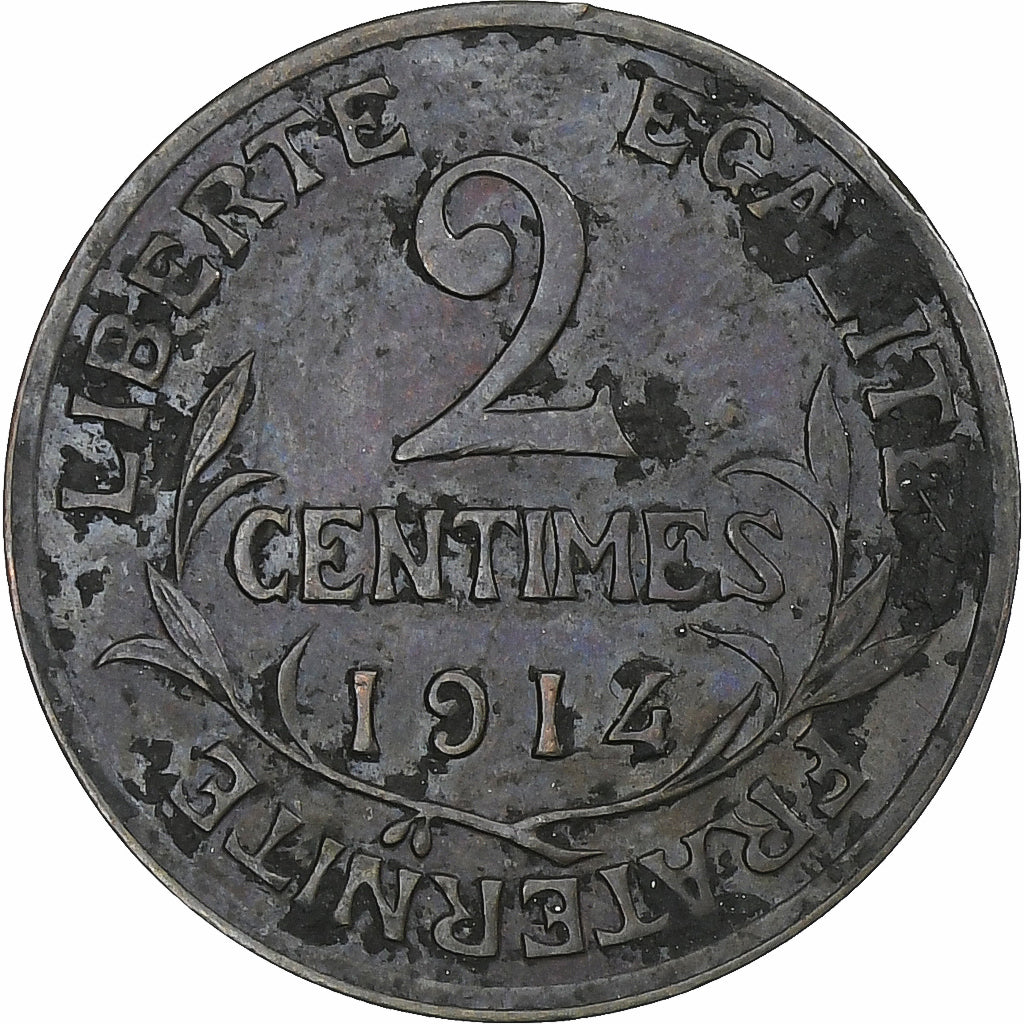 Frankrijk, Daniel-Dupuis, 2 Centimes, 1914, Paris, ZF, Bronzen, KM:841