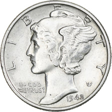 United States, Mercury Dime, 1942, Philadelphia, Silver, AU(50-53), KM:140