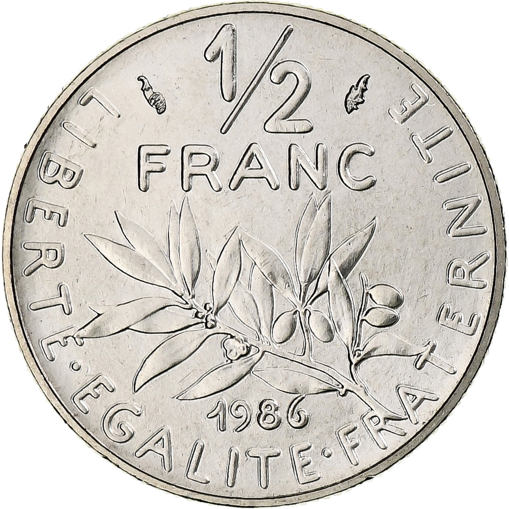 Frankrijk, Semeuse, 1/2 Franc, 1986, Monnaie de Paris, série FDC, FDC, Nickel